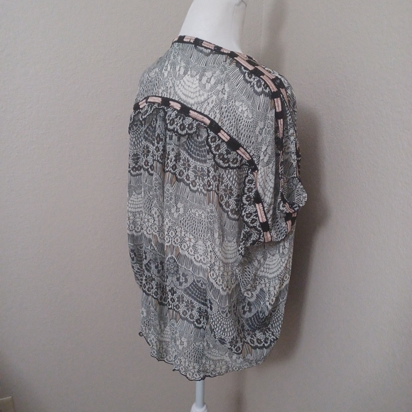 Kas New York Sheer Lace Beaded Oversized Blouse Anthropology Medium - Picture 6 of 13